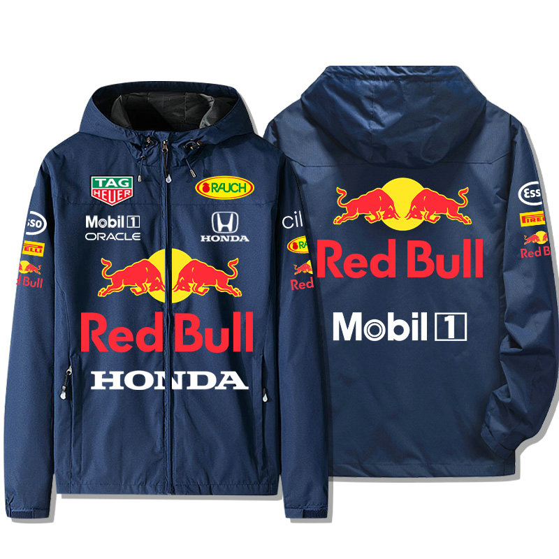 Veste Red Bull Honda Mobil 1 Zippé Capuche Homme Coupe-vent